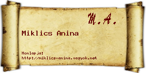Miklics Anina névjegykártya