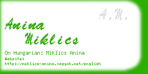 anina miklics business card